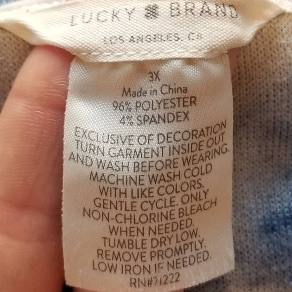Lucky Brand Blue & White Tie Dye Top Size 3x - Picture 8 of 8